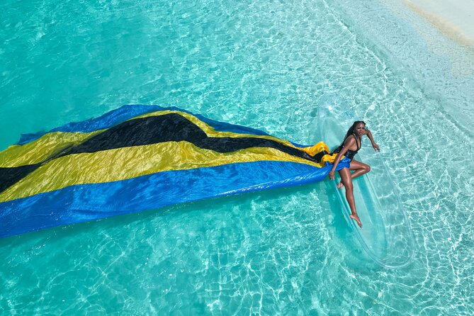 Nassau Clear Kayak Drone Photoshoot- Floating Dress - Arriving at Saunders Beach in Nassau