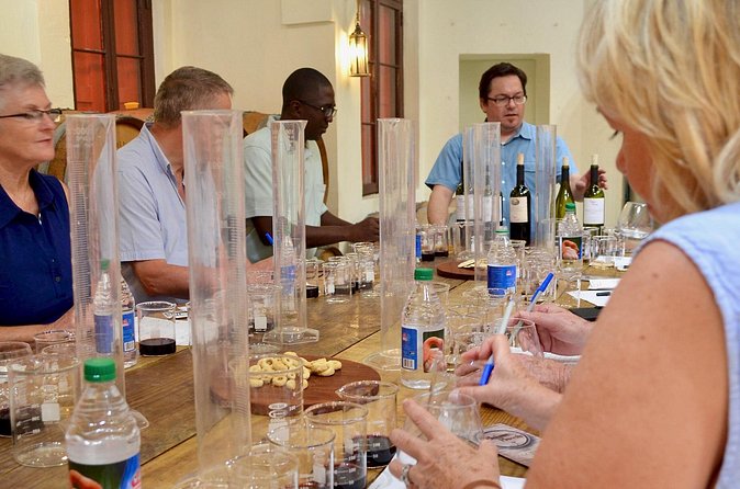 Wine Maker Class at Bahama Barrels - A small group makes the lesson work